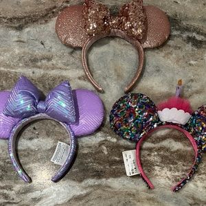 3 pairs of Disney Mickey Ears Headband